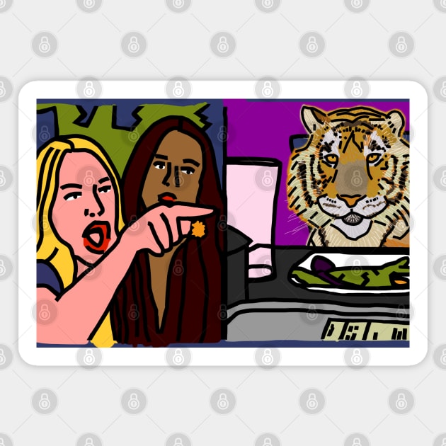 Woman Yelling at Cat Meme with a Tiger Magnet by ellenhenryart